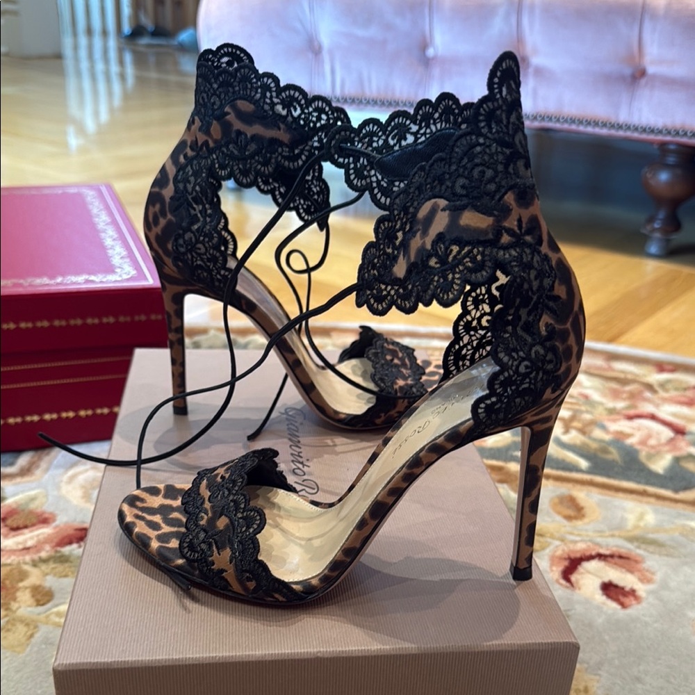 Gianvito Rossi Leopard Lace Stiletto Heels